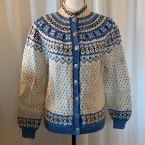 Hand knit acrylic fair isle cardigan, vintage